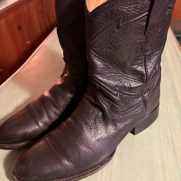 Mens Cuero Austin Black Cowboy Western Boots Size 9 D - Picture 1 of 13